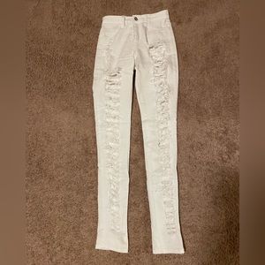 White ripped jeans